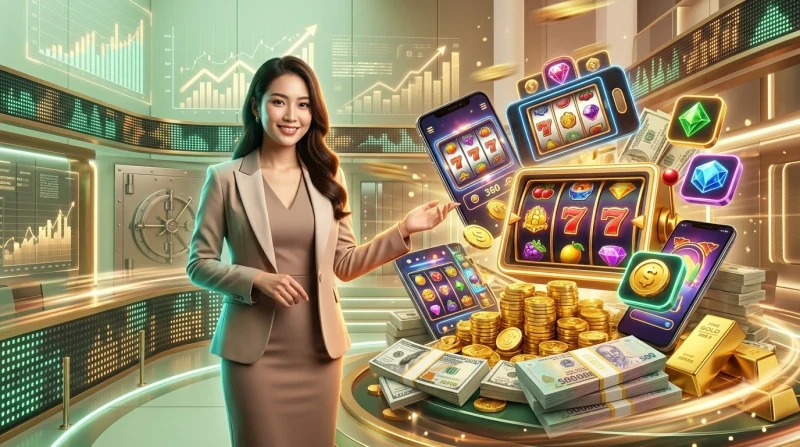 Bàn tay cầm đồng xu vàng trước máy nổ hũ 79king, biểu tượng chiến lược chơi thông minh