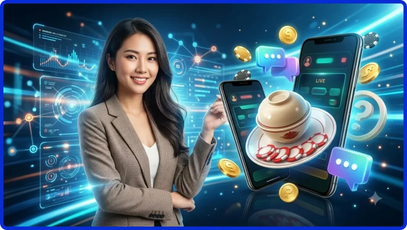 Bộ xóc đĩa truyền thống trên bàn casino sang trọng tại 79king